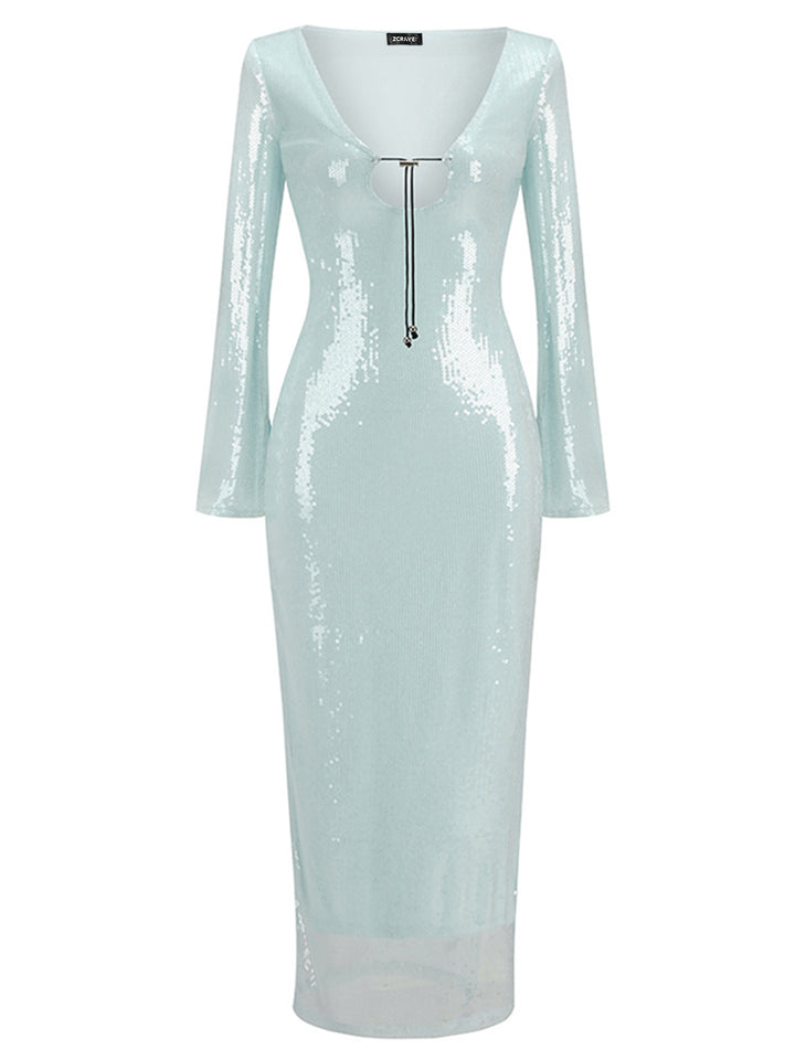 SAHARA Sequins Maxi Dress in Mint