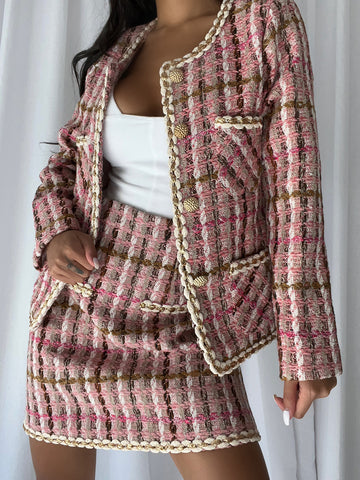 ELINOY Tweed Jacket & Skirt Set