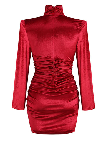ALLETE Velvet Mini Dress in Red