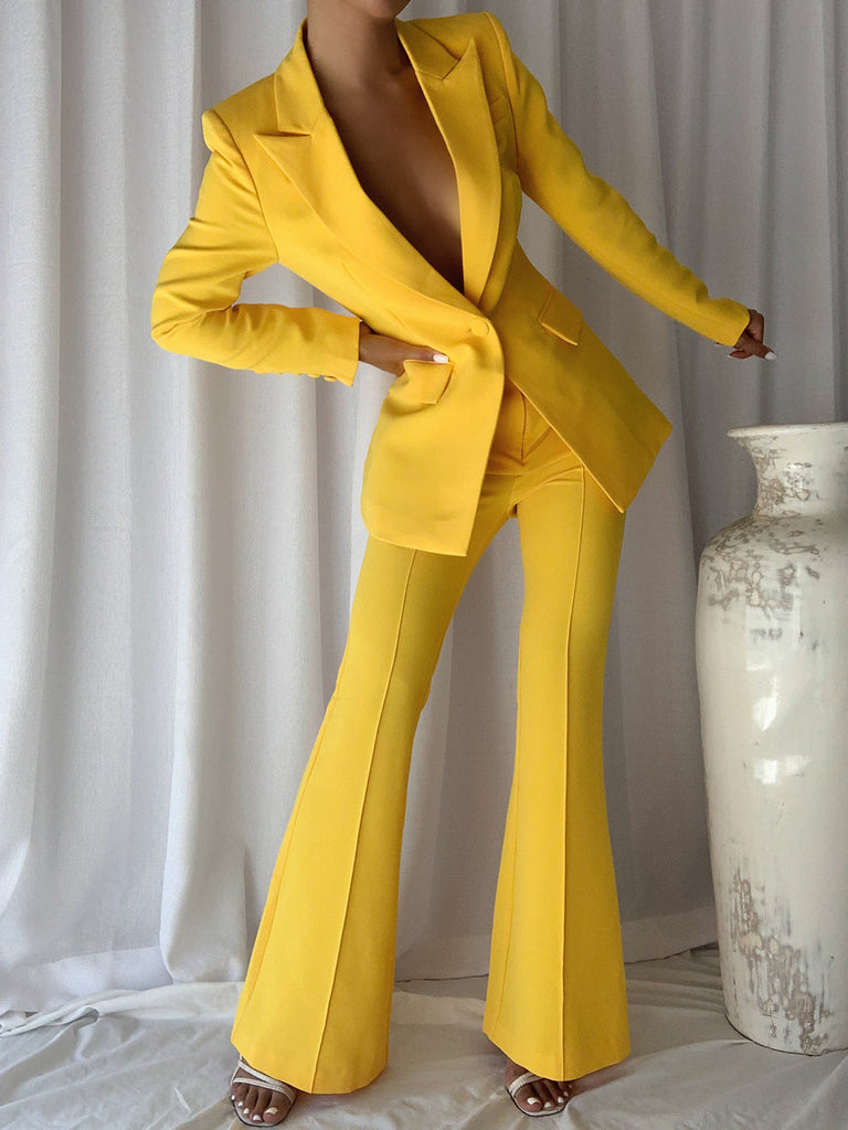Kendall Jenner Bright Yellow Suit & Pants - TheCelebrityDresses