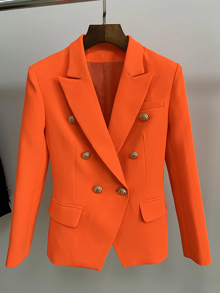 Double Breasted Blazer in Neon Orange