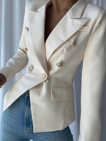 Double Breasted Blazer in White