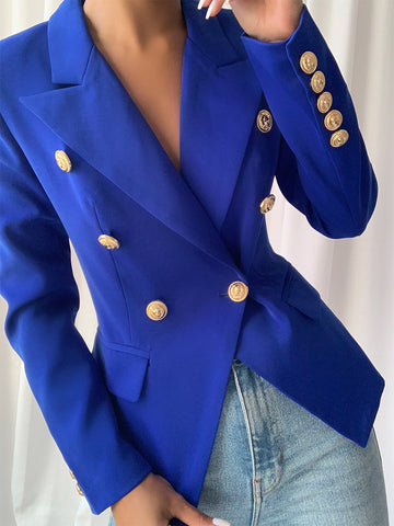 Cotton Double-Breasted Blazer