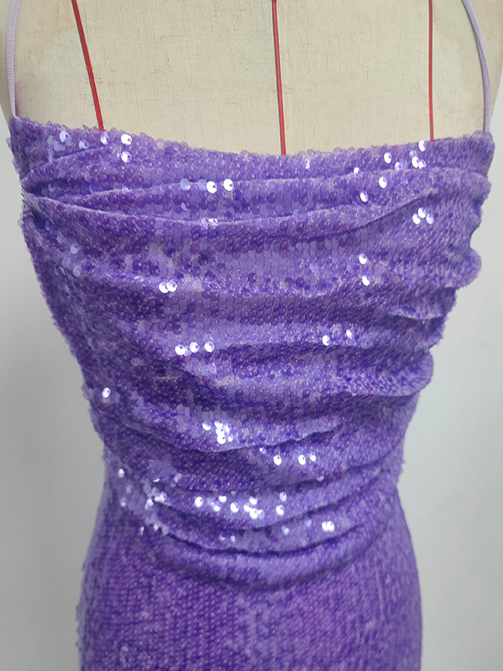 VESSAI Sequins Maxi Dress in Purple