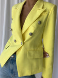 Double Breasted Yellow Blazer
