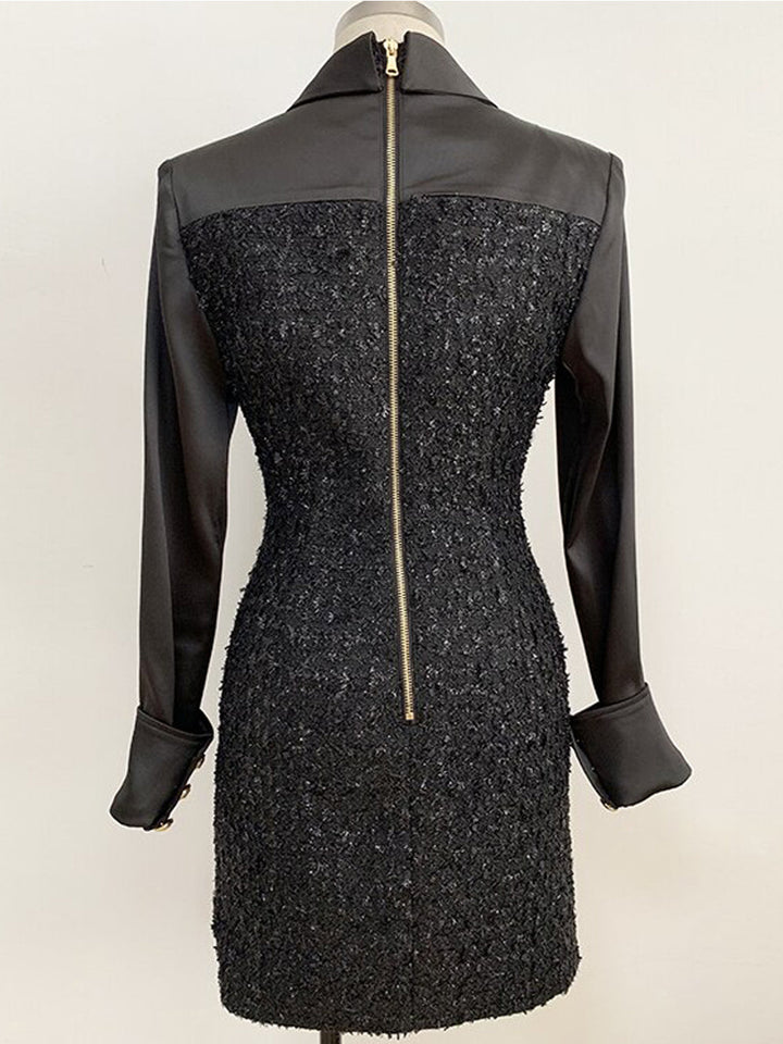 TEMMA Tweed Mini Dress in Black