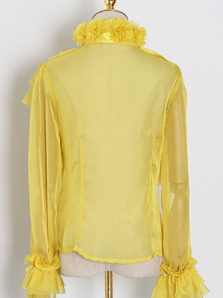 CORAL Bowknot Ruffle Blouse in Yellow
