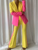 PETELE Blazer & Pants Set in Yellow & Pink