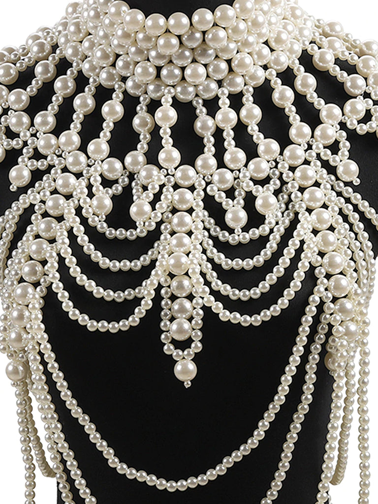 One Piece Faux Pearl Body Chain Faux Pearl Top Body Jewelry For