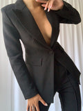 NAOMA Blazer & Flared Pants Set in Black