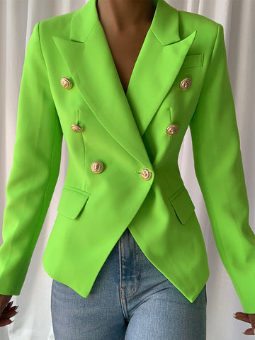 Double Breasted Blazer in Neon Green