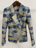 Double Breasted Metal Graphic Blazer