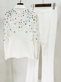 DIAMATE Blazer & Pants Set in White