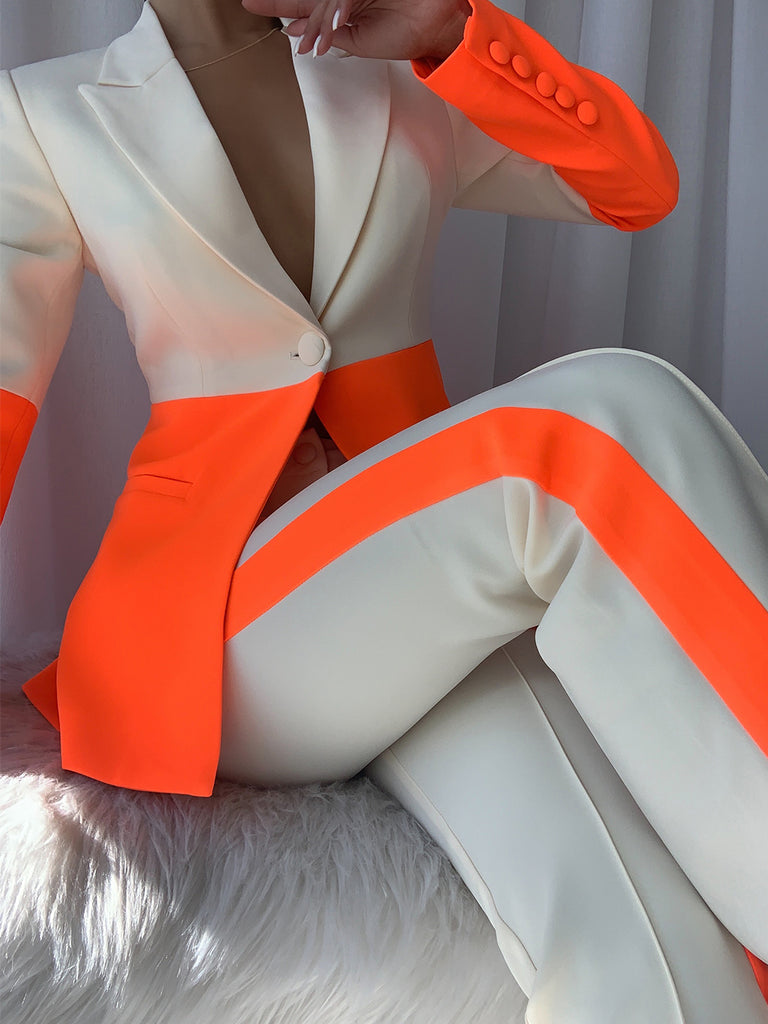 Orange Marble Print Flare Pants And Crop Blazer Set – IRHAZ