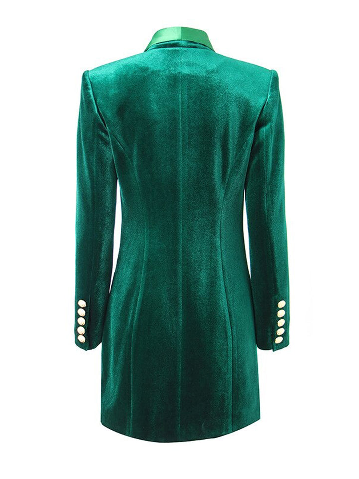 LAPELE Velvet Blazer Dress in Green