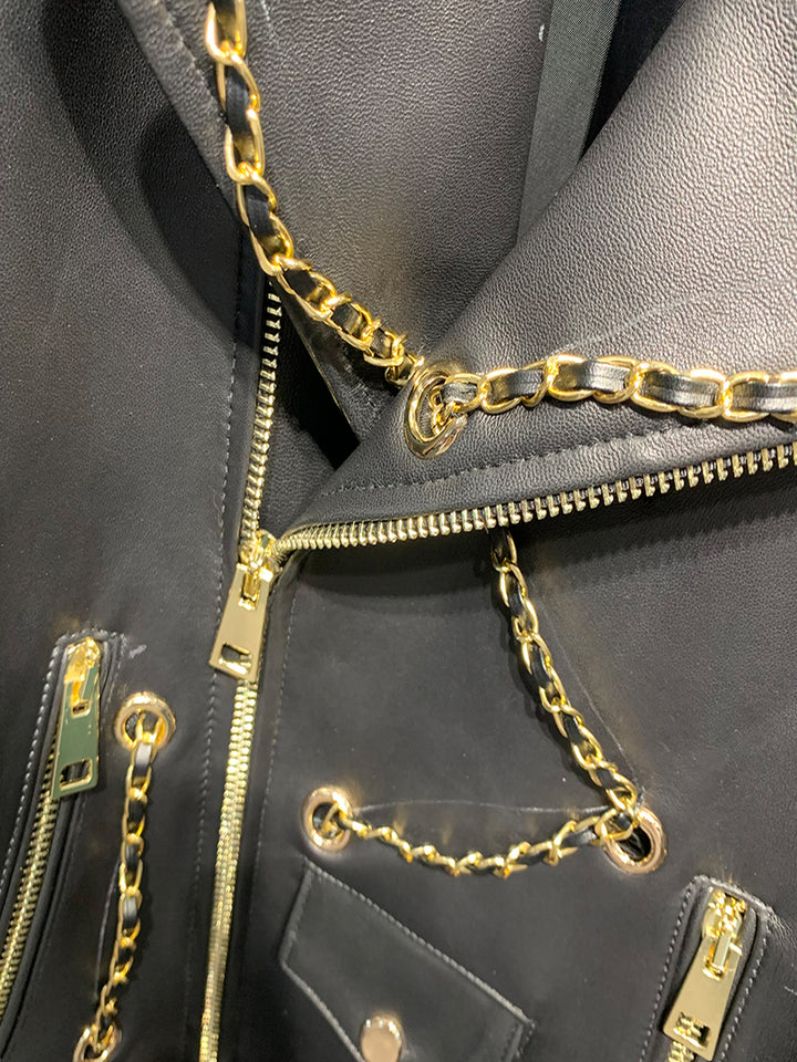 SAKURA Chain Biker Leather Jacket