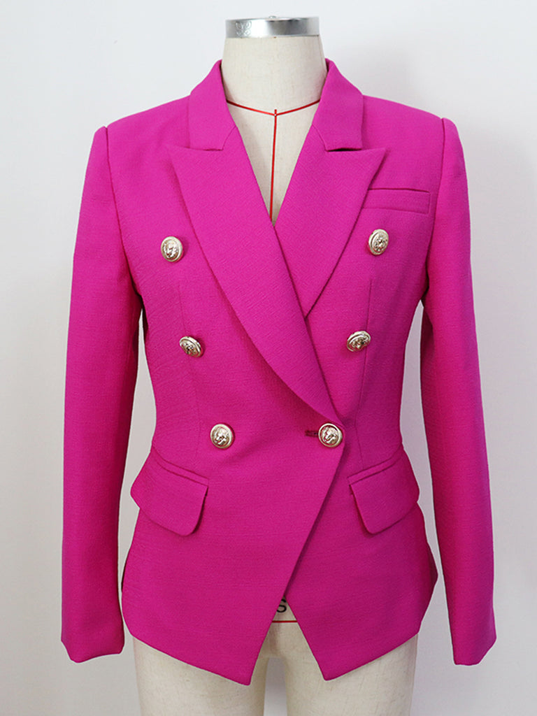 Double Breasted Textured Blazer in Purple