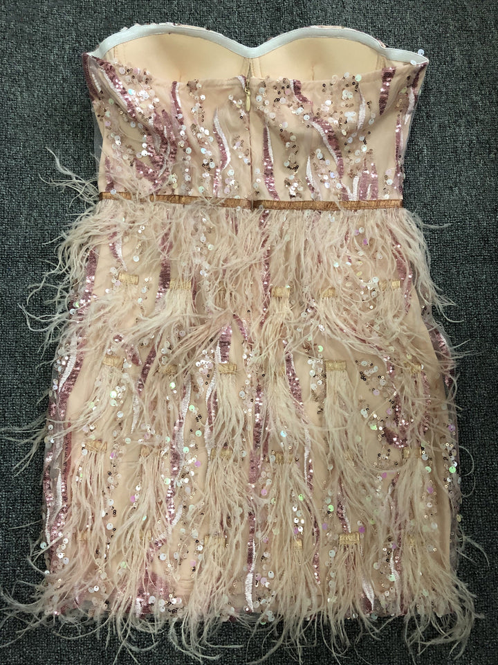 TESSE Sequins Feathers Mini Dress