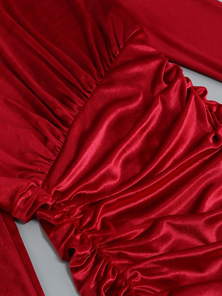 ALLETE Velvet Mini Dress in Red