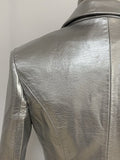 UNTITLED Double-Breasted Leather Blazer in Silver