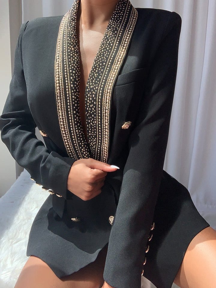 TUDY Double Breasted Long Blazer