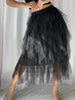 PISANA Asymmetrical Mesh Skirt in Black