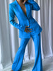 NAOMA Blazer & Flared Pants Set in Blue