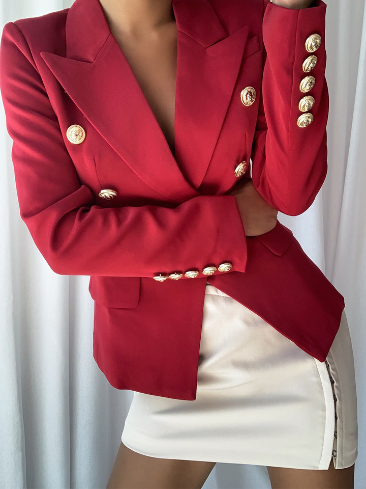 Double Breasted Red Blazer