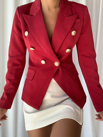 Double Breasted Red Blazer