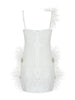 LENORE Sequins & Feathers Mini Dress