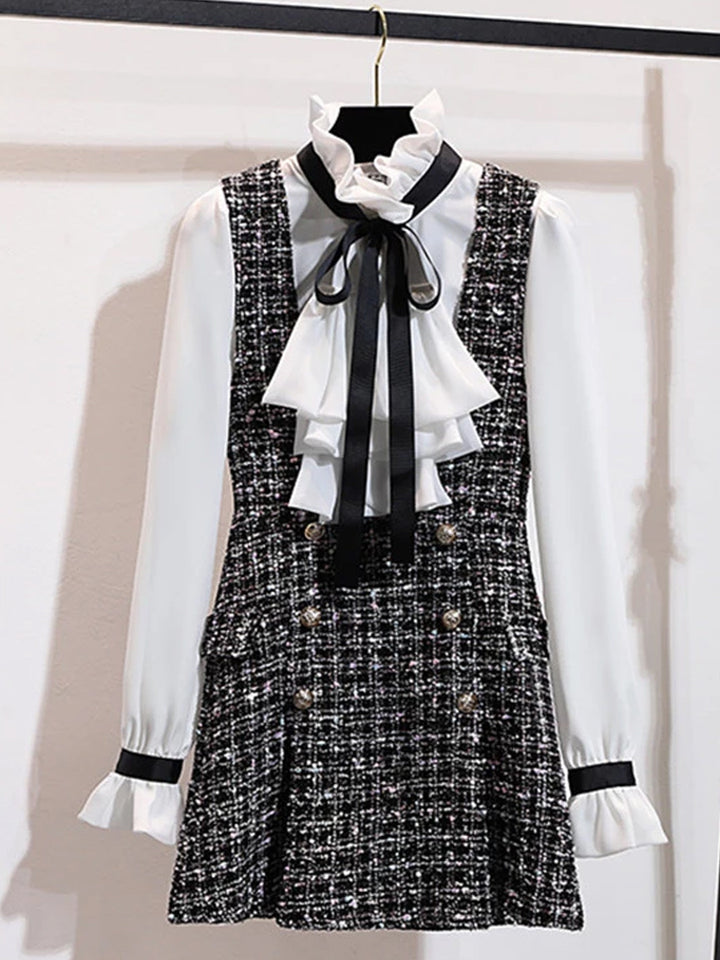 LUIZE Blouse & Tweed Mini Dress Set
