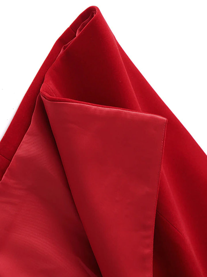 LAPELE Velvet Blazer Dress in Red