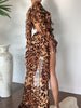 Cut-Out Open Leopard Chiffon Dress