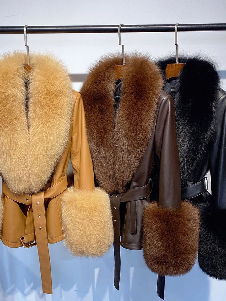 Fur Foxy Leather Short Coat