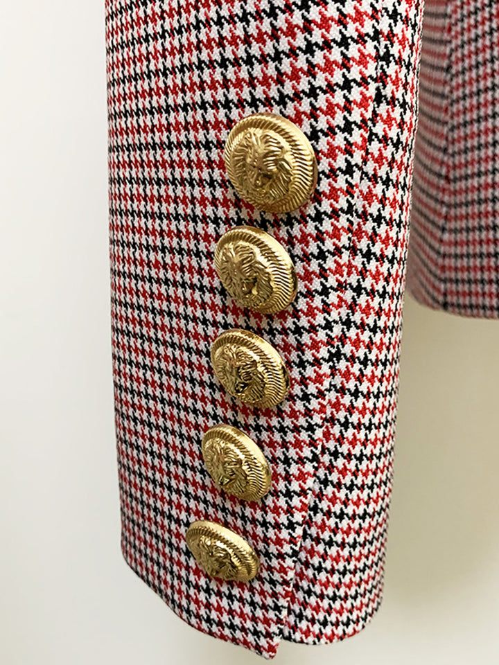 Double Breasted Houndstooth Blazer