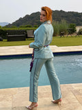 MADAME Satin Blazer + Pants Matching Set