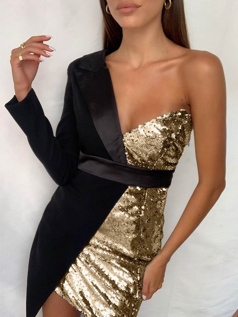  Gold And Black Sequin Dress