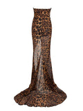 CARMINE Strapless Leopard Maxi Dress
