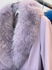 Faux Fur Genuine Leather Coat in Lavender