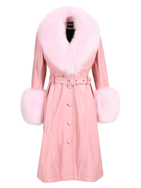 Fur Foxy Leather Coat in Light Pink – ZCRAVE