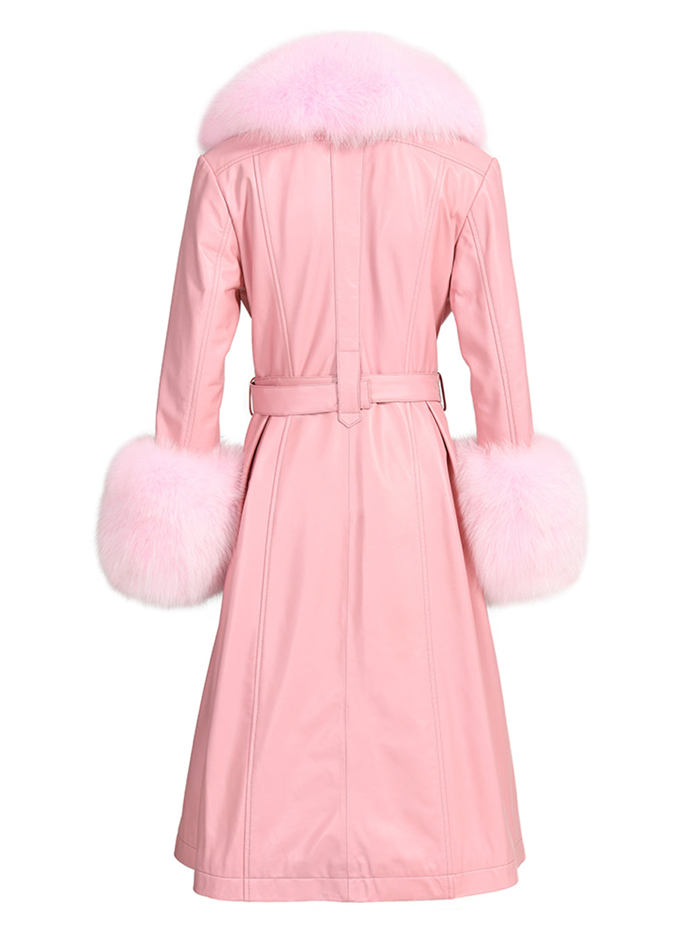Fur Foxy Leather Coat in Light Pink