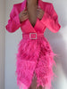 FIFTH AVE & THE CITY Feathers Dress in Fuchsia