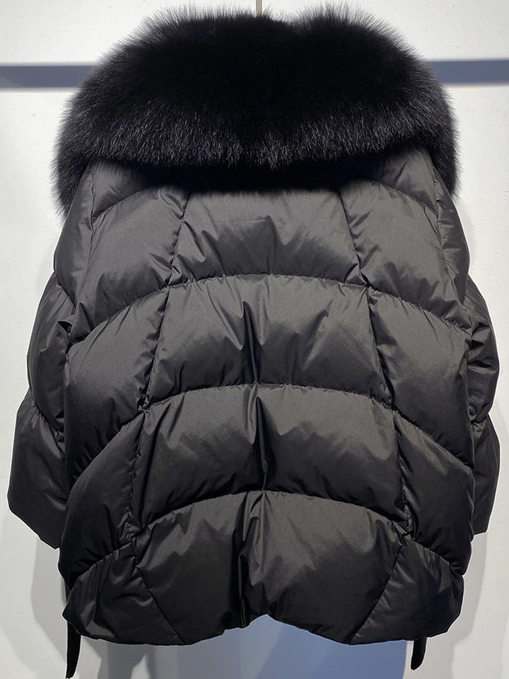 Fur Trim Puffer Jacket in Black
