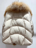 Fur Trim Puffer Jacket in Beige