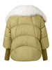 Fur Trim Puffer Jacket in Khaki & White