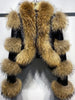 LITALY Fur Trim Leather Jacket in Black & Brown