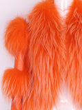 LITALY Fur Trim Leather Jacket in Orange