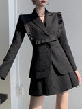 CARA Tweed Wool Blazer & Skirt Set
