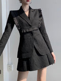 CARA Tweed Wool Blazer & Skirt Set
