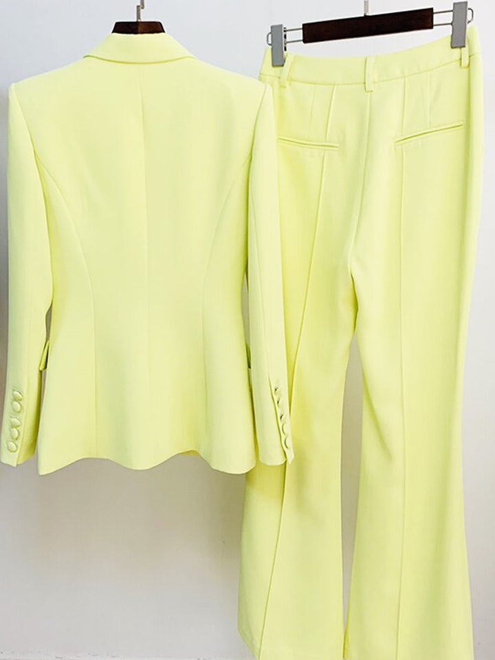NAOMA Blazer & Flared Pants Set in Lime